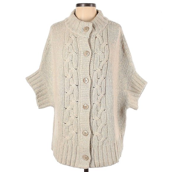 Anthropologie Sweaters - Anthropologie BETH Alpaca Wool Button Up Cardigan Boho Poncho Sweater Sz M